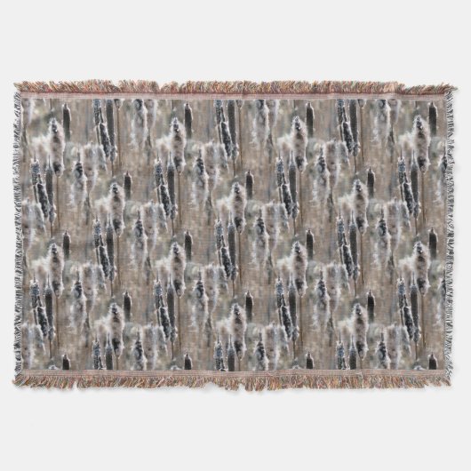 Fluffy Cattails Nature Art Pattern Decke (Vorderseite)