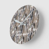 Fluffy Cattails Nature Pattern Personalized Runde Wanduhr (Winkel)