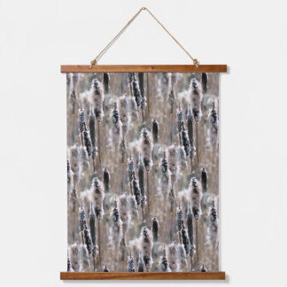 Fluffy Cattails Nature Pattern Wandteppich Mit Holzrahmen