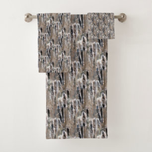 Fluffy Cattails Naturmuster Badhandtuch Set