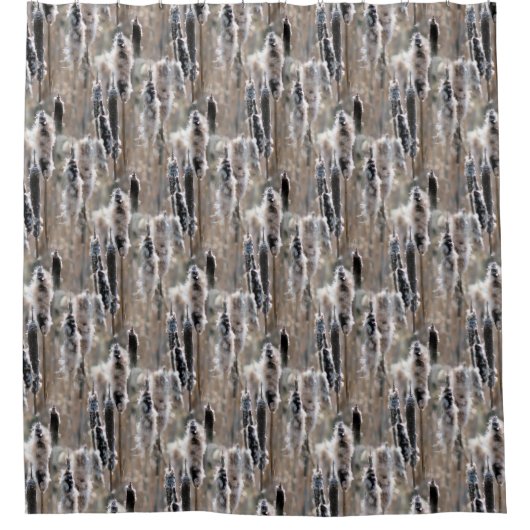 Fluffy Cattails Naturmuster Duschvorhang (Vorderseite)