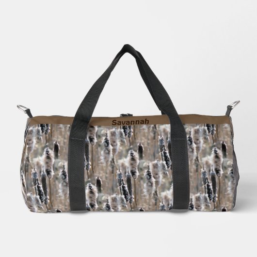 Fluffy Cattails Naturmuster Personalisiert Duffle Bag (Vorderseite)