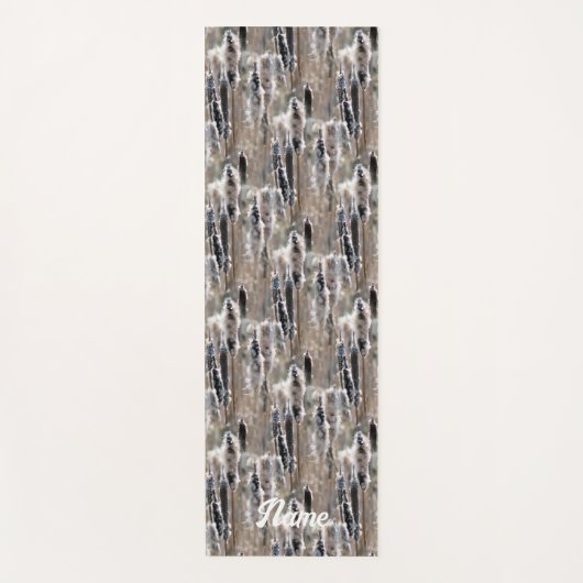 Fluffy Cattails Naturmuster Personalisiert Yogamatte (Vorderseite)
