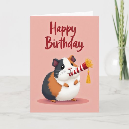 Fluffy Cavy Party Karte (Vorderseite)