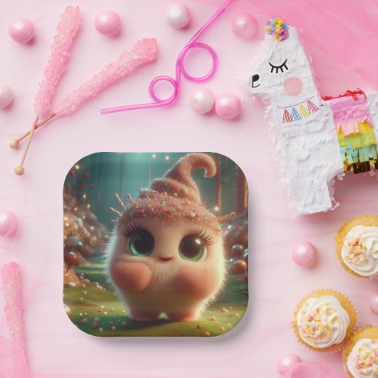 Fluffy Chocolate Creature Pappteller (Party)