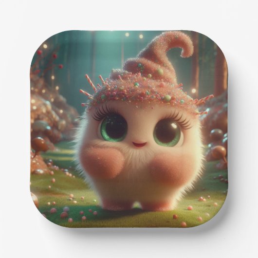 Fluffy Chocolate Creature Pappteller (Vorderseite)