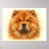 Fluffy Chow Chow Watercolor Portrait Poster (Vorne)