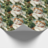 Fluffy christmas cat Watercolor Geschenkpapier (Ecke)