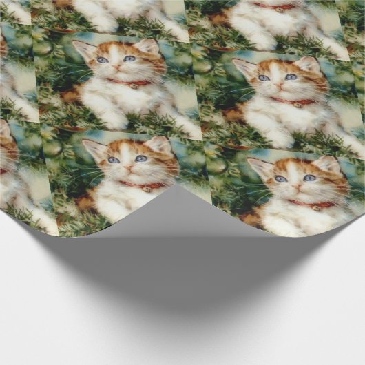 Fluffy christmas cat Watercolor Geschenkpapier (Ecke)