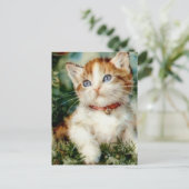 Fluffy christmas cat Watercolor Postkarte (Stehend Vorderseite)