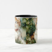 Fluffy christmas cat Watercolor Tasse (Zentrum)