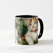 Fluffy christmas cat Watercolor Tasse (VorderseiteRechts)