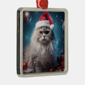 FLUFFY CHRISTMAS HOLIDAY SILVER PERSIAN CAT ORNAMENT AUS METALL (Rechts)