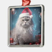 FLUFFY CHRISTMAS HOLIDAY SILVER PERSIAN CAT ORNAMENT AUS METALL (Links)