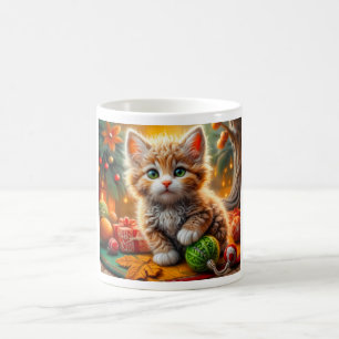 Fluffy Christmas Kitten Kaffeetasse