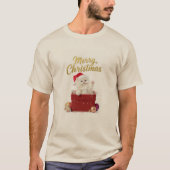 Fluffy Christmas Kitten Santa Hat T-Shirt (Vorderseite)