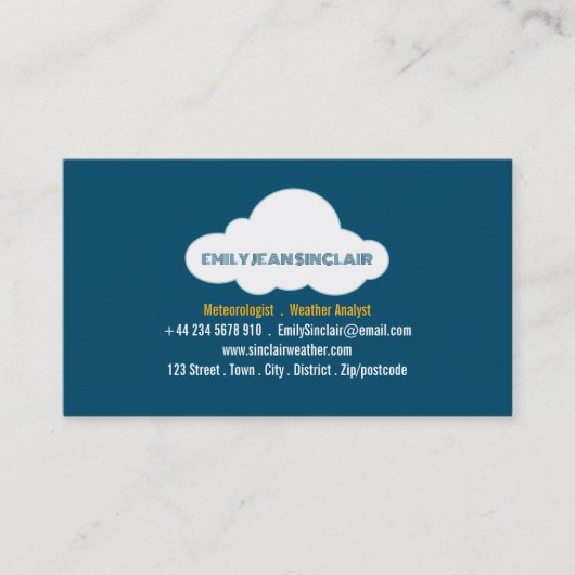 Fluffy Cloud Design, Meteorologe Visitenkarte (Vorderseite)
