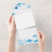 Fluffy Cloud Sunny Blue Sky Muster All In One Einladung (Abreißen)