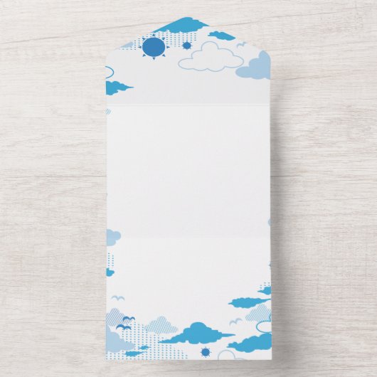 Fluffy Cloud Sunny Blue Sky Muster All In One Einladung (Innen Boden)