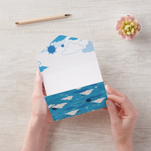 Fluffy Cloud Sunny Blue Sky Muster All In One Einladung (Video)