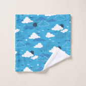 Fluffy Cloud Sunny Blue Sky Muster Badhandtuch Set (Waschlappen)