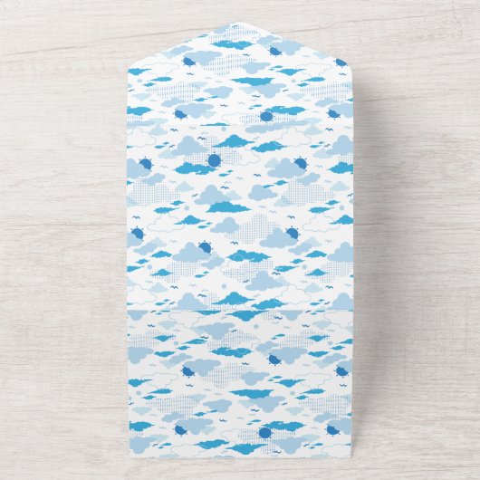 Fluffy Cloud Sunny White Sky Muster All In One Einladung (Außenbereich)