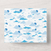 Fluffy Cloud Sunny White Sky Muster All In One Einladung (Rückseite)