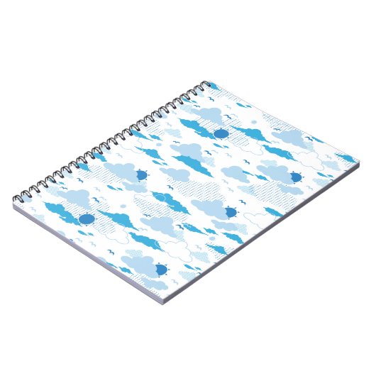 Fluffy Cloud Sunny White Sky Muster Notizblock (Linke Seite)