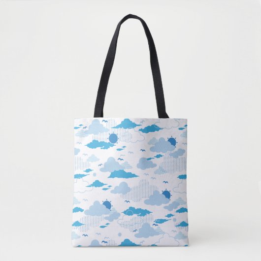 Fluffy Cloud Sunny White Sky Muster Tasche (Vorderseite)