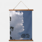 Fluffy Clouds Blue Sky Live Life Gedicht Wandteppich Mit Holzrahmen (Vorderseite 2)