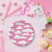 Fluffy Clouds Pattern - Weiß am rosa Riff84b4 Pappteller (Party)