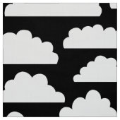 Fluffy Clouds Pattern - Weiß auf Schwarz Stoff (Muster)