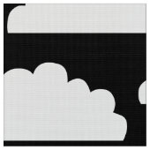 Fluffy Clouds Pattern - Weiß auf Schwarz Stoff (Nahaufnahme)