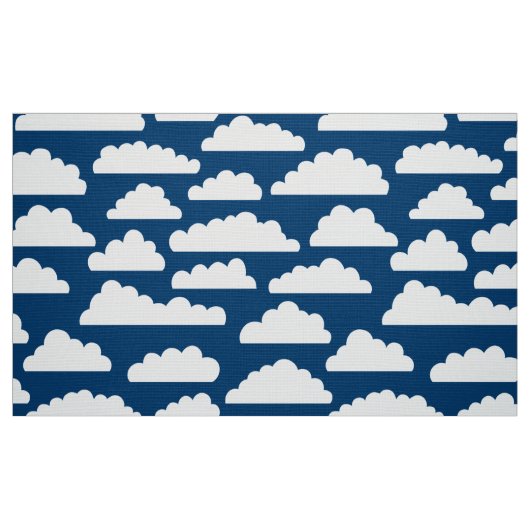 Fluffy Clouds Pattern - White on Blue 00396c Stoff (Fat Quarter (45,7 x 55,9 cm))