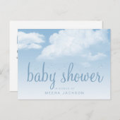 Fluffy Clouds Raindrops Baby Shower Einladungspostkarte (Vorne/Hinten)