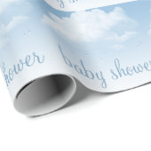 Fluffy Clouds Raindrops Baby Shower Geschenkpapier (Rolleneckpunkt)