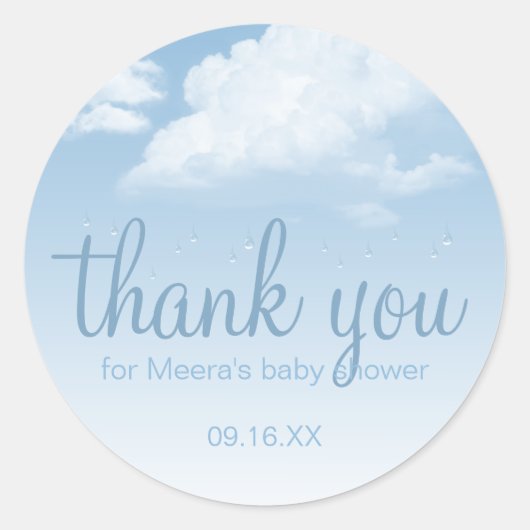 Fluffy Clouds Raindrops Vielen Dank Runder Aufkleber (Vorderseite)