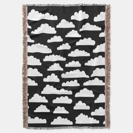 Fluffy Clouds - weiß auf schwarz Decke (Vorderseite Vertikal)