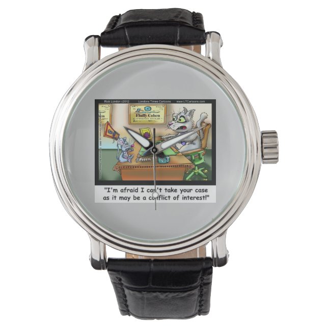 Fluffy Cohen Atty bei Claw Funny Cat Lawyer Watch Armbanduhr (Vorderseite)