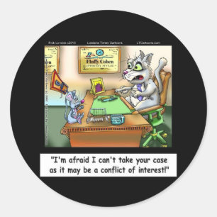 Fluffy Cohen Atty @Claw Funny Cat & Lawyer Runder Aufkleber