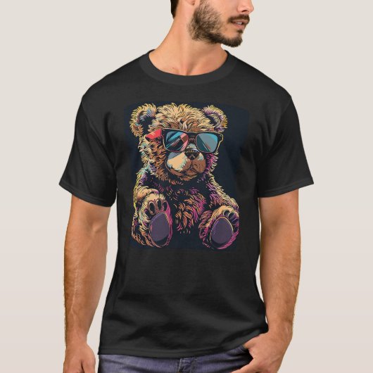 Fluffy cool Teddy bear with sunglasses T-Shirt (Vorderseite)