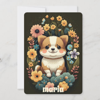 Fluffy Corgi Dog Welpe Geburtstag Retro Niedlich z Einladung