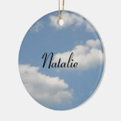 Fluffy Cumulus Clouds Personalisierter Nachrichten Keramik Ornament (Links)