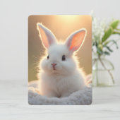 Fluffy, cute, white bunny, custom feiertagskarte (Stehend Vorderseite)