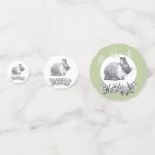 Fluffy das Kaninchen Hase. Bleistift zeichnend. Konfetti (Rückseiten)