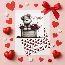 Fluffy Dog Valentine Card for Kids Mitteilungskarte