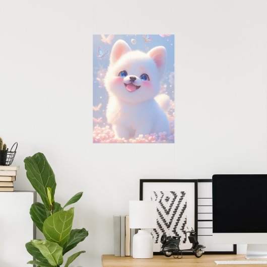 Fluffy Dog Whimsical Dream Poster (Heimbüro)