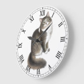 Fluffy Duffy Cat Wall Clock Große Wanduhr (Winkel)