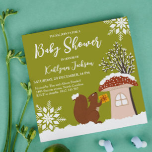 Fluffy Eichhörnchen Geschenk Winter Baby Dusche Einladung