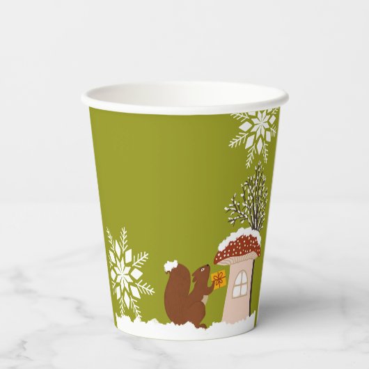 Fluffy Eichhörnchen Geschenk Winter Baby Dusche Pappbecher (Rückseite)